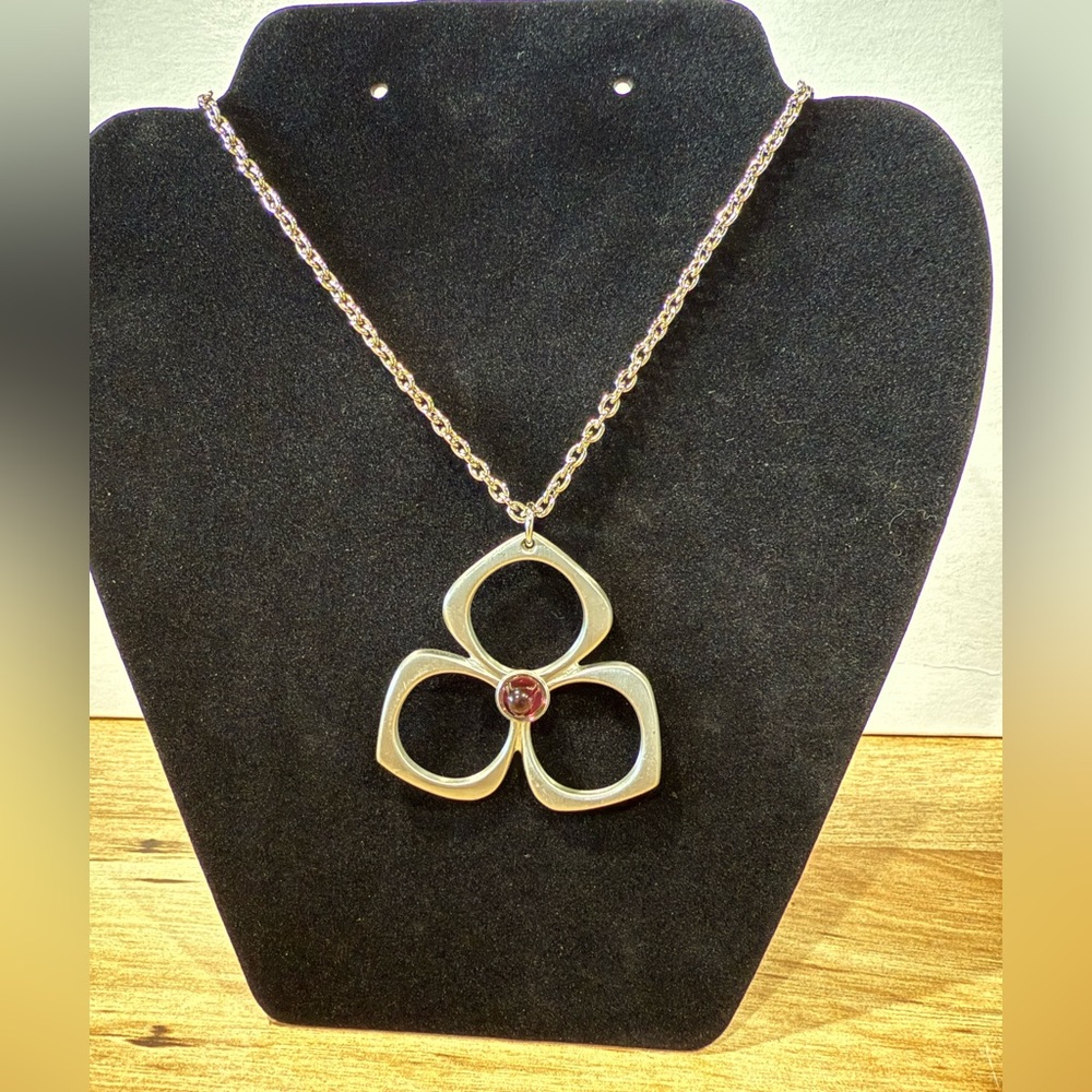 Vintage HW Tenn Sweden Pewter pendant necklace with Purple Stone